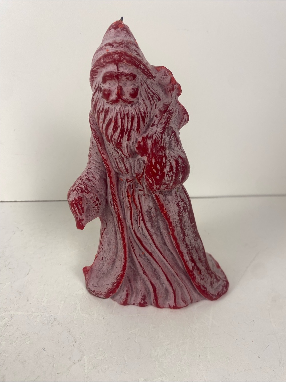 Red Santa Figurine Bees Wax Candle Christmas Holiday 7” Height